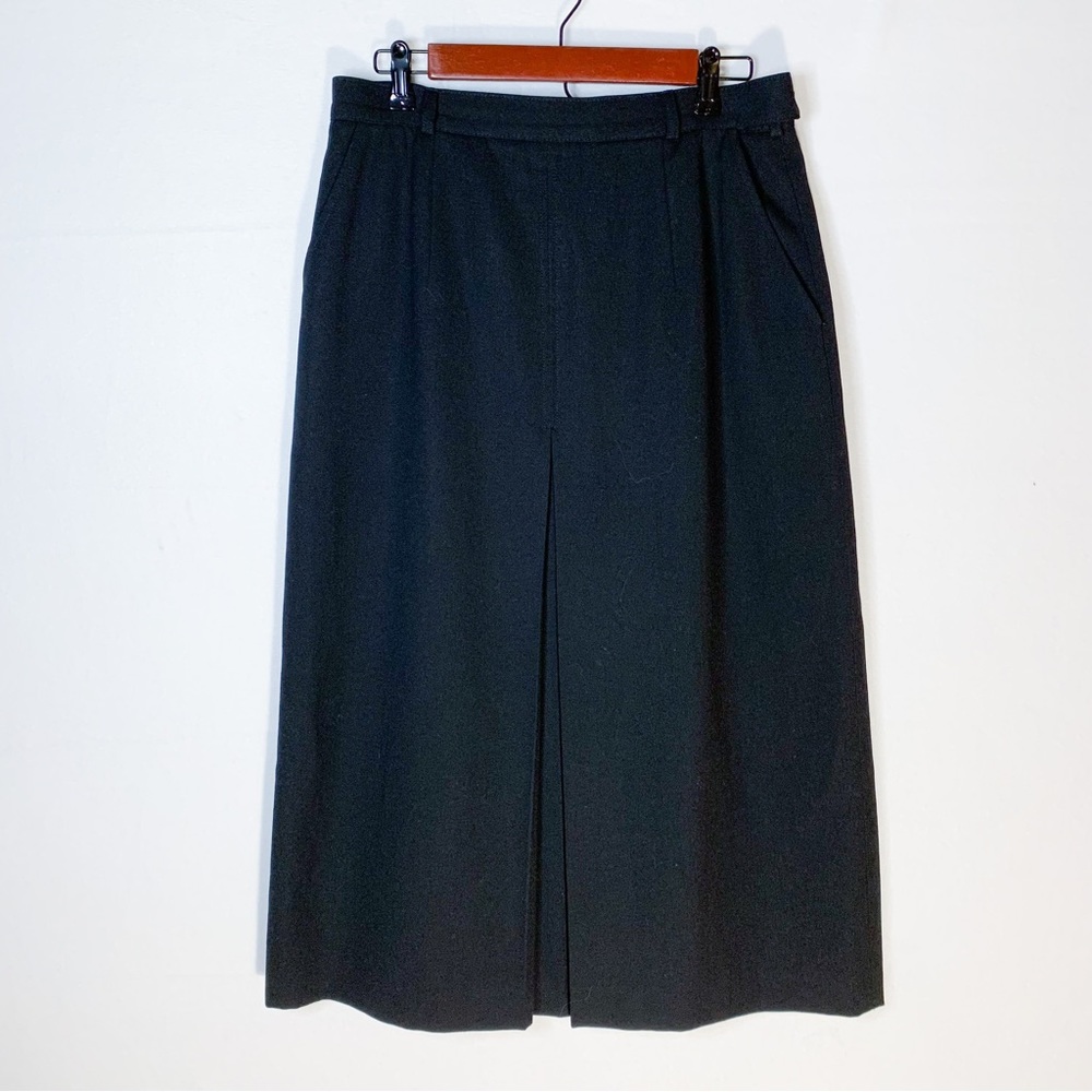 Vintage 100% Wool Black Maxi Skirt Lands End